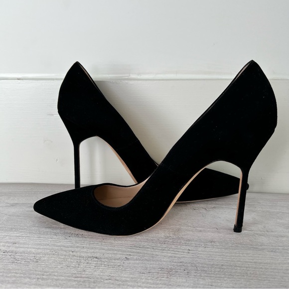 Manolo Blahnik BB Black Suede Pointed Toe Pumps size 8.5 - Picture 7 of 13